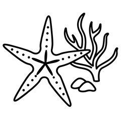 Cute Summer Life Doodle Activities hand drawn black and white outline