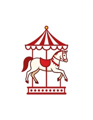 Carousel Horse Illustration - Nostalgic Fairground Ride with Red and White Stripes.