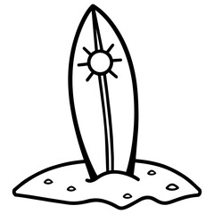 Cute Summer Life Doodle Activities hand drawn black and white outline