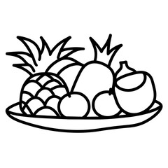 Cute Summer Life Doodle Activities hand drawn black and white outline