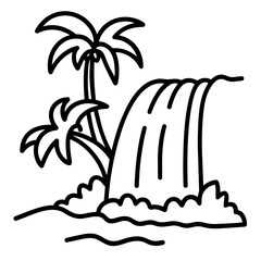 Cute Summer Life Doodle Activities hand drawn black and white outline