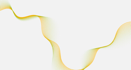 Bright orange green minimal dotted wavy lines abstract background