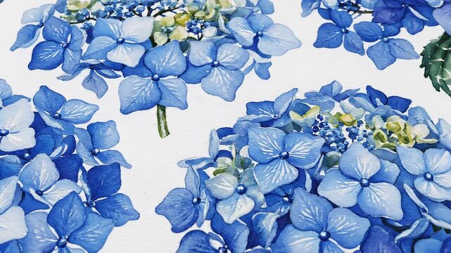 Elegant Hydrangea Flower Background in Watercolor Style, Gentle Blue Tones