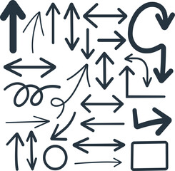 Hand Drawn Arrow Icons Collection, Doodle Direction Arrows Design Symbols