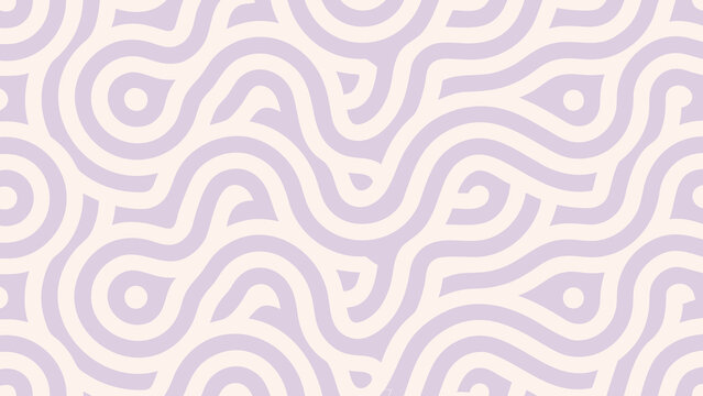 Seamless vector pattern with wavy lavender lines on cream background for design