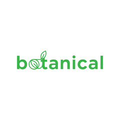 Fototapeta premium Modern botanical logo design with green leaf icon and minimalist typography for branding and nature themes