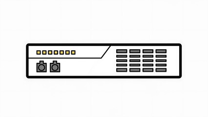 Network Router Device Simple Line Illustration.