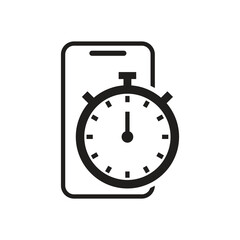 Obraz premium Solid smartphone stopwatch timer speed icon