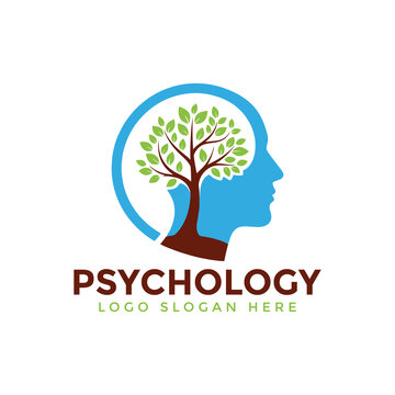 Psychology Logo: Tree of Life Inside Human Head Silhouette, Mental Health, Growth, and Development Concept