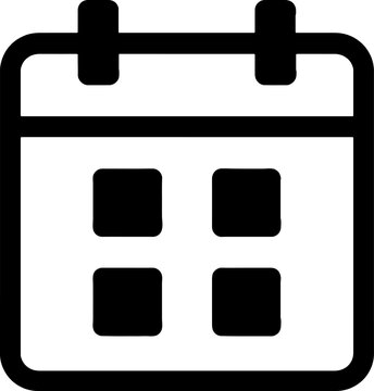 Simple black and white calendar icon with four squares