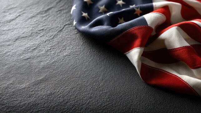 The U.S. flag is displayed on a black background with ample space for text or design, symbolizing independence and freedom in America