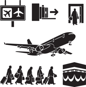 Vector illustration of a commercial Boeing airliner jet flying in the sky for aviation travel and transport business