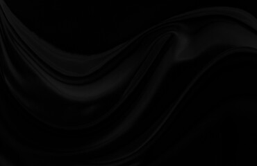 Fototapeta premium Black gray satin dark fabric texture luxurious shiny that is abstract silk cloth background with patterns soft waves blur beautiful.