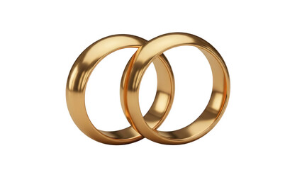Shiny gold wedding rings intertwined in love symbol