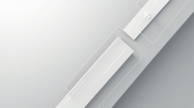 Dise&ntilde;o de interfaz de usuario estilo wireframe en varios tonos de gris monocrom&aacute;tico, con una geometr&iacute;a limpia y simplista