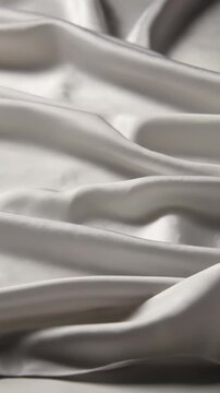 Flowing silk fabric transitions through soft folds and creases, showcasing the smooth texture and reflective surface, capturing the elegance of draped material in motion