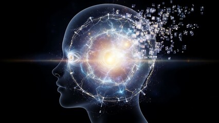 Obraz premium Human Brain with Glowing Neural Connections.