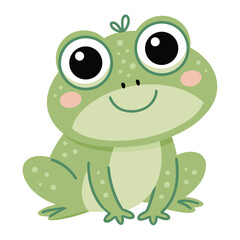 Obraz premium Cute Frog Cartoon Animal Icon,Smiling Frog Flat Vector Icon