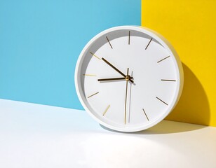 Minimalist Clock on Geometric Background - Time Management and Modern Design.