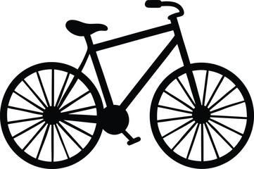 Old bicycle silhouette vector art illustration and minimal black and white design