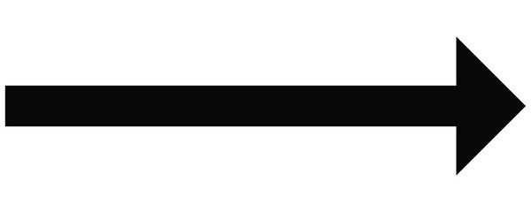 Obraz premium Black long arrow pointing to the right side . Straight long arrow icon, right thin line, black cursor, horizontal element icon for graphic design . Isolated on white background. 