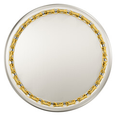 Obraz premium Luxury metallic circle frame with decorative chain links border in alternating gold and silver providing copy space