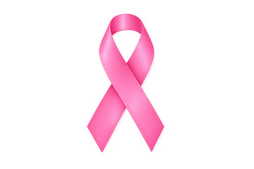 Pink awareness ribbon representing breast cancer prevention, health, and medical support on a transparent background