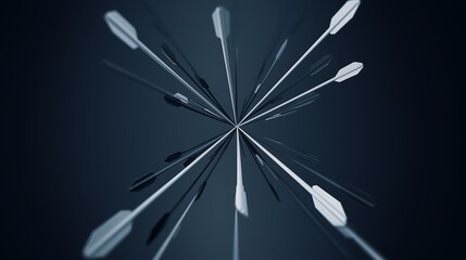 Abstract Strategic Alignment Concept with Arrows Converging into Precise Center
