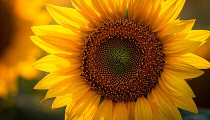 Fototapeta premium Radiant Sunflower Bloom - A Close-Up of Natures Golden Beauty.