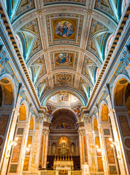 Church Interior in Montalto delle Marche, Italy