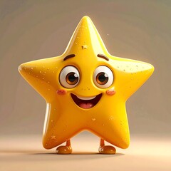 Cheerful Cartoon Star Character with a Bright Smile and Googly Eyes.