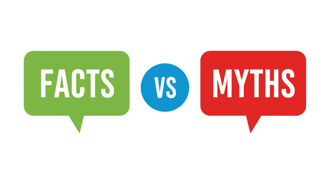Visual comparison of 'Facts' and 'Myths' presented in speech bubbles, highlighting a contrast between truth and misconception.
