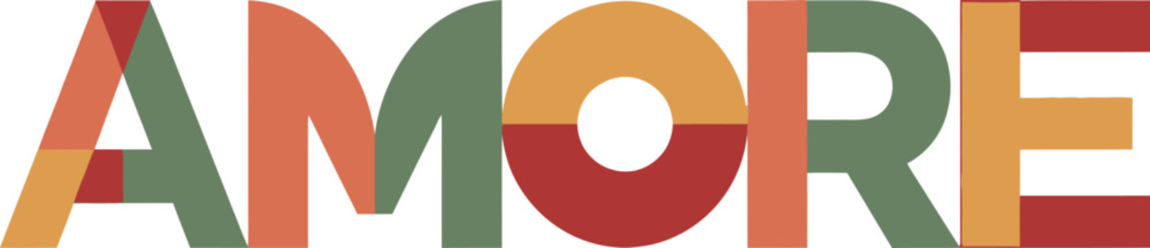 Multicolored Amore Text Vector Illustration