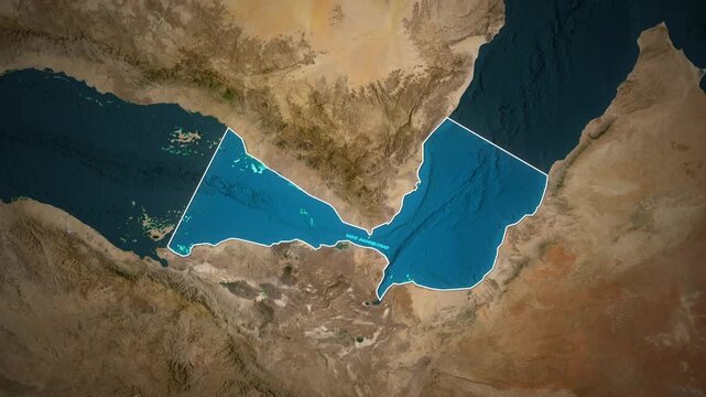 Strategic Map Animation Highlighting the Bab el-Mandeb Strait Region