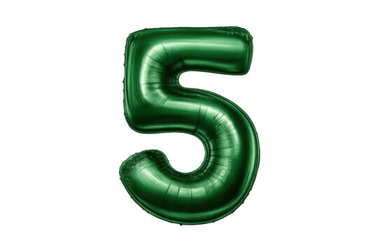 Green metallic number five balloon for celebrations