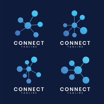 Minimalist connection logo with interconnected nodes