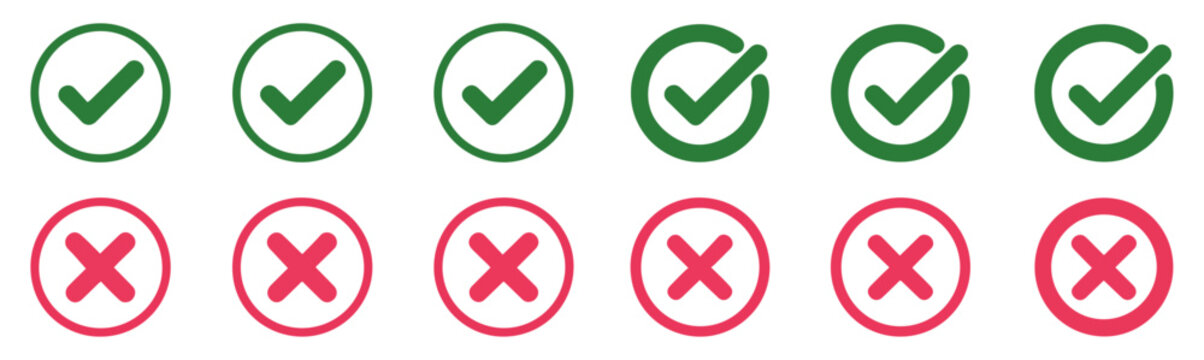 right wrong checkmark circle icons