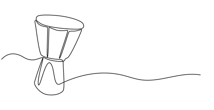 Animated self drawing of continuous line drawing of Snare Drum Tamtam vector icon. Musical instrument single line for decoration, design, invitation jazz festival, music shop,