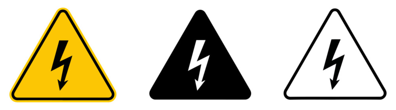 high voltage warning triangle icons