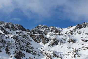 Snow-covered mountains in the Pyrenees, Andorra - Winter landscape