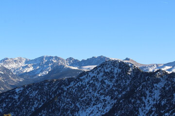 Snow-covered mountains in the Pyrenees, Andorra - Winter landscape