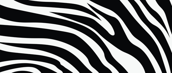 Fototapeta premium Abstract Zebra Skin Texture Seamless Black And White Pattern Background Design