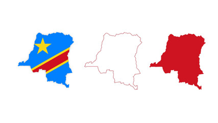 Fototapeta premium set of Republic of the Congo map isolated on white background