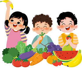 Kid with healthy food