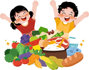 Kid with healthy food