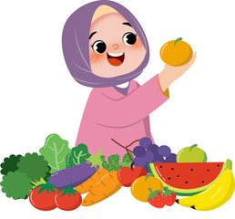 Kid with healthy food