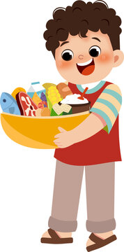 Kid with healthy food