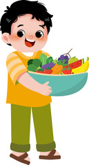 Kid with healthy food