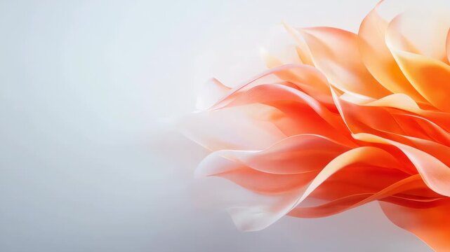 Soft orange translucent petals flowing on pale gradient background with gentle parallax motion