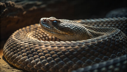 Fototapeta premium Dark Macro Snake Scales with Cinematic Lighting